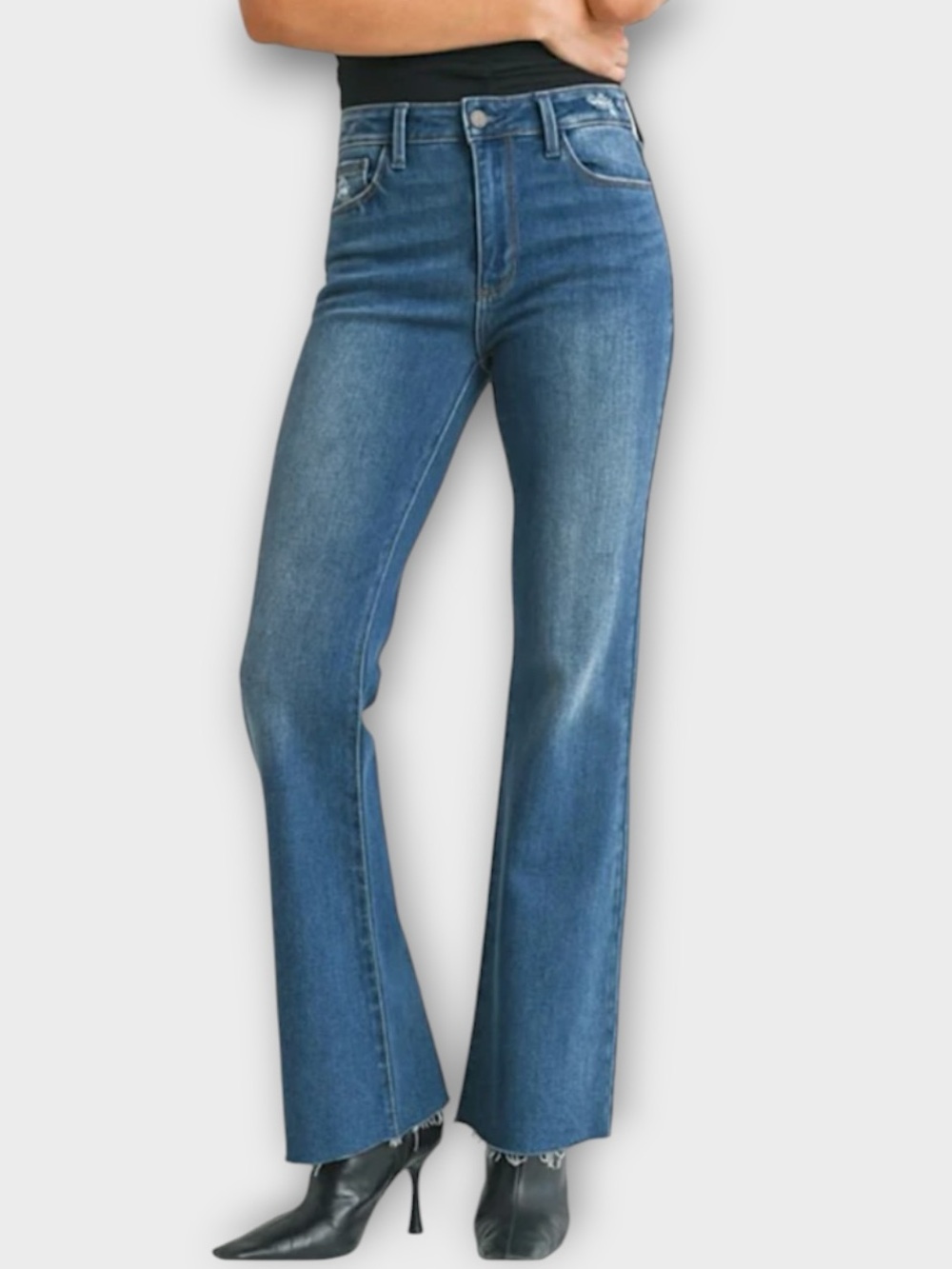 JBD Just Black Denim High Rise Flare Jean in Medium Wash Blue Women’s Size 26